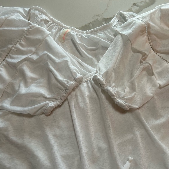 Free People White Crop Beach Top With Long Tiered Sleeves - Picture 13 of 15